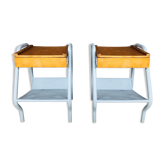 Pair of wooden and metal bedsides 50/60