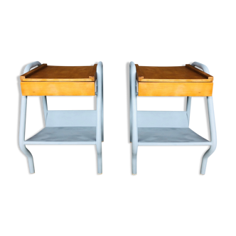 Pair of wooden and metal bedsides 50/60