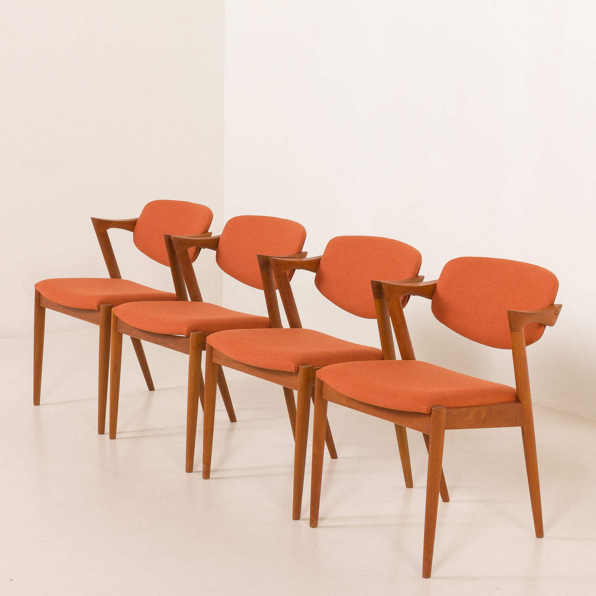 Kai Kristiansen Model 42 Teak Chairs by Schou Andersen, Denmark, 1960s