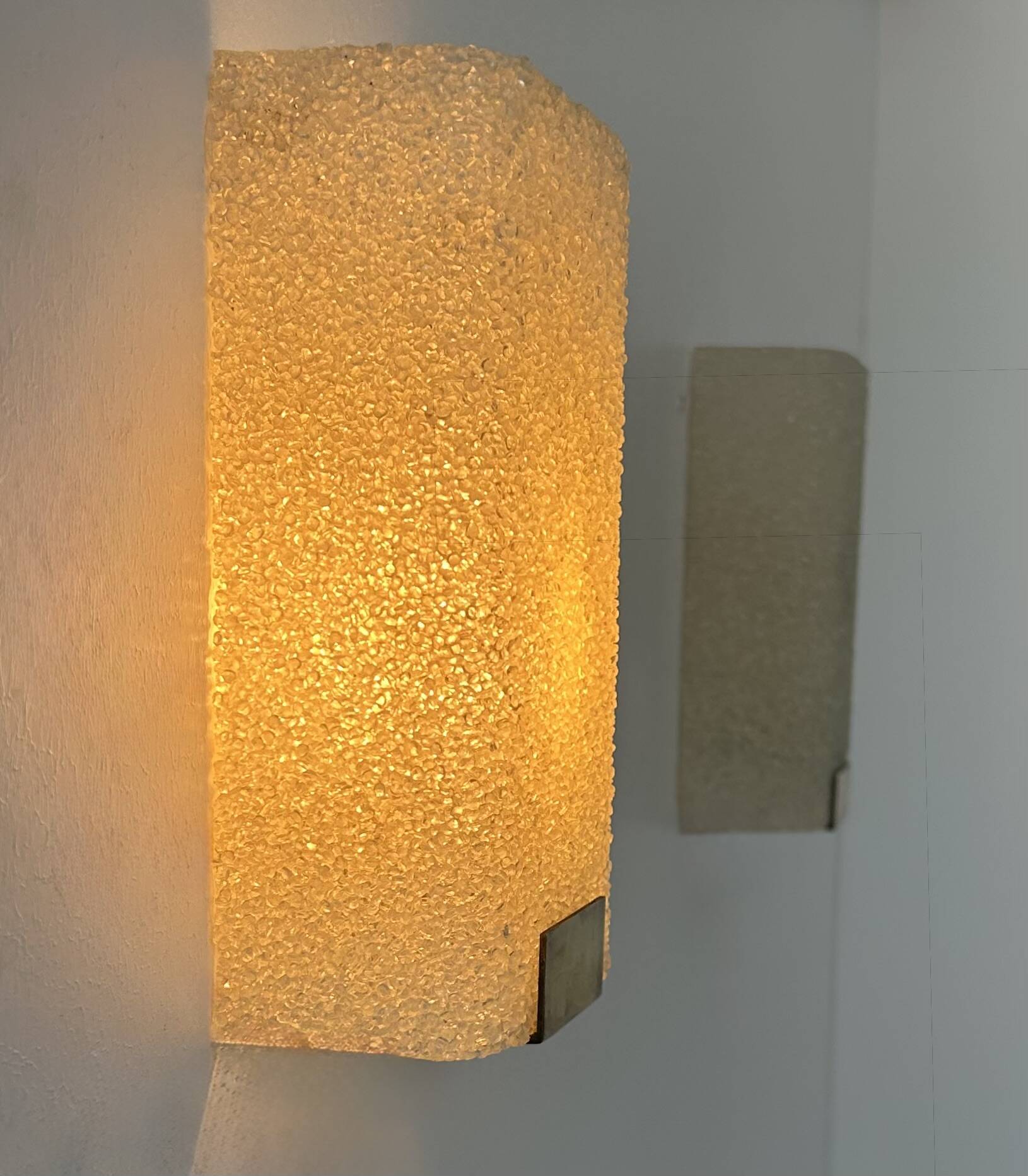 Pair of vintage wall lights, granite perspex and brass, France 1960