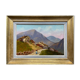 Painting Lively Mountain Landscape Alpine Chalets signed Maurel + frame