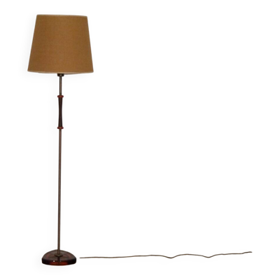 Lampadaire danois en verre, laiton et palissandre 1960