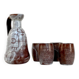Ceramic beverage set by Juliette Derel, Vallauris, 1960