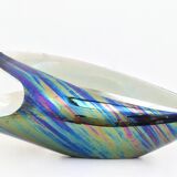 Vintage White and Iridescent Ceramic Bowl or Centerpiece N 6768 by Lusso, Italy