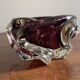 Dark purple glass ashtray with wavy pattern, Murano