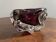 Dark purple glass ashtray with wavy pattern, Murano