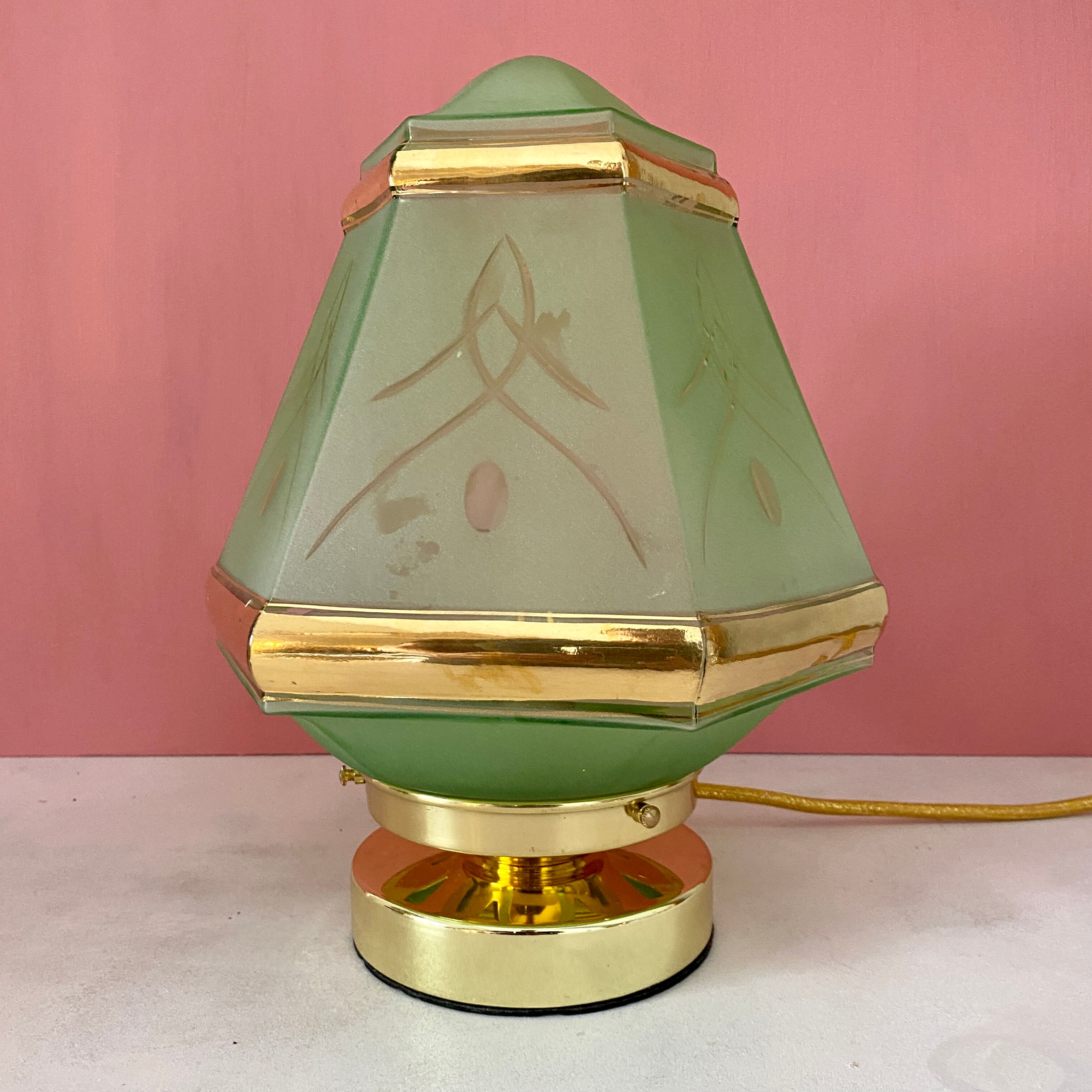 Table lamp globe vintage art deco glass