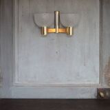 vintage wall light, golden metal and bubbled glass wall sconce, lighting, decor