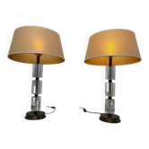 Pair of vintage lucite table lamps, 1980s