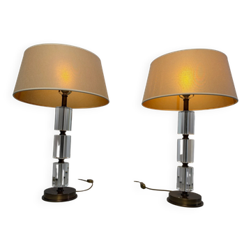 Paire de lampes de table en lucite vintage, années 1980