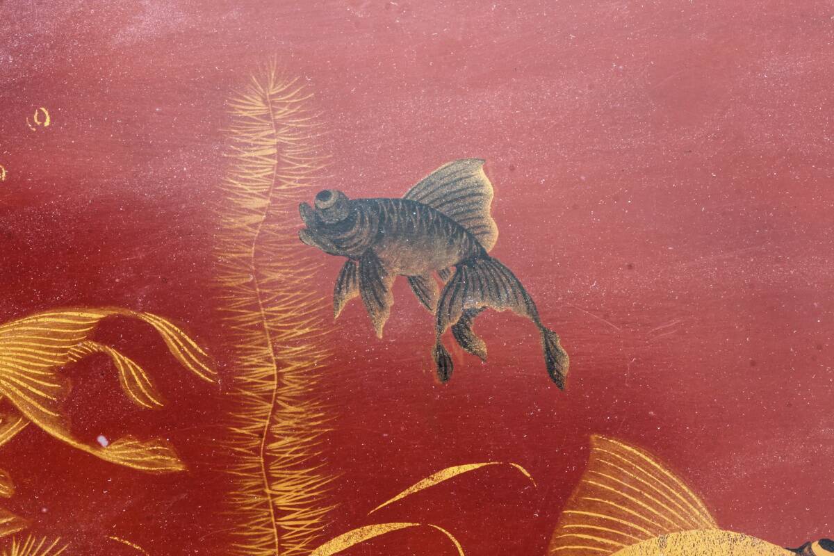 Pair of lacquered wooden panels, fish, Vietnam, Tran Van Ha (1911-1974)