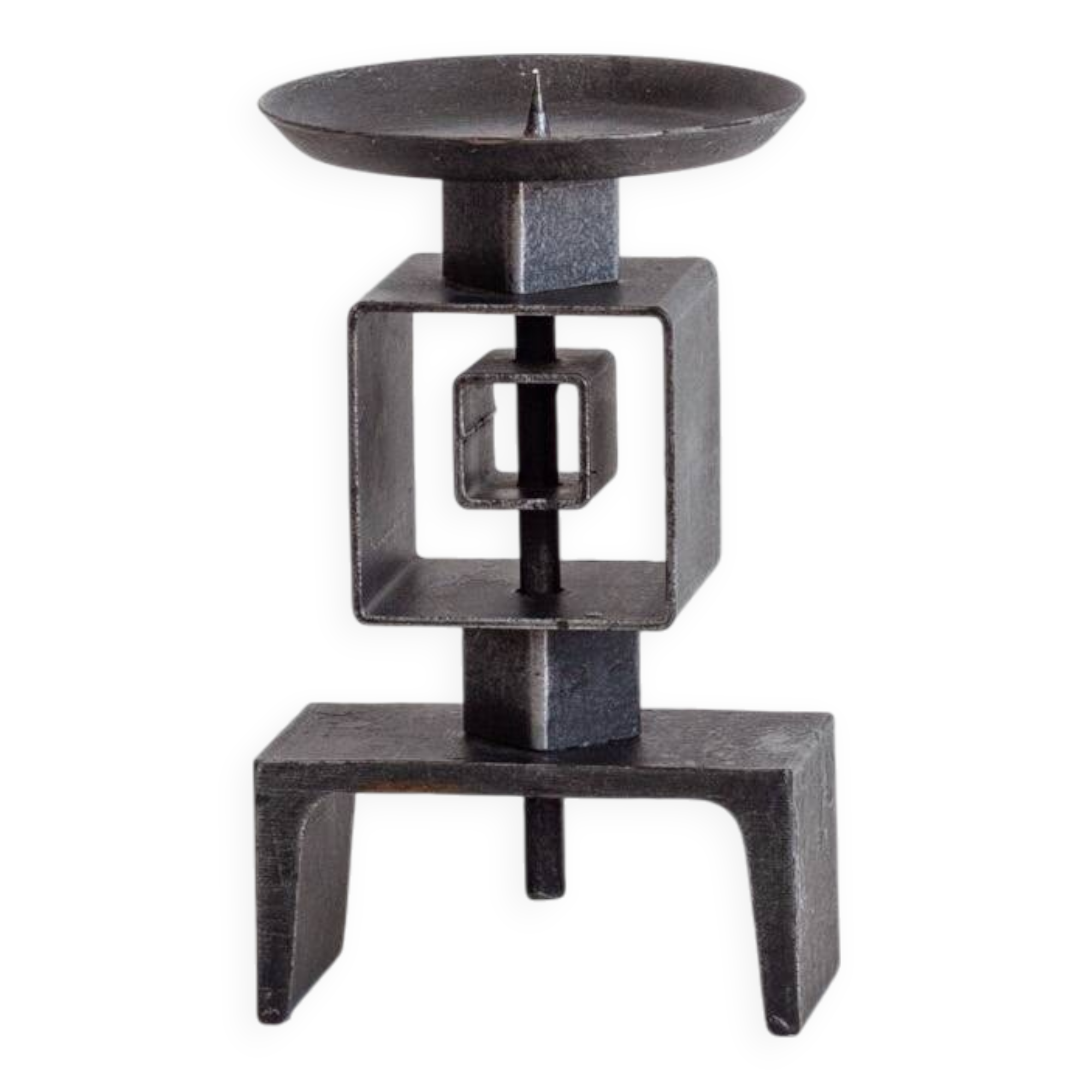 Wrought metal totem candle holder, 1960s
