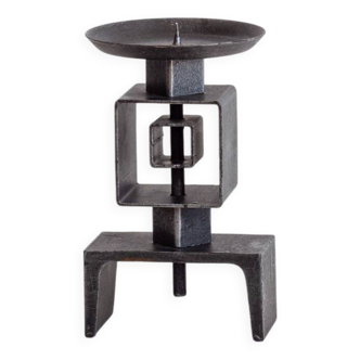 Wrought metal totem candle holder, 1960s