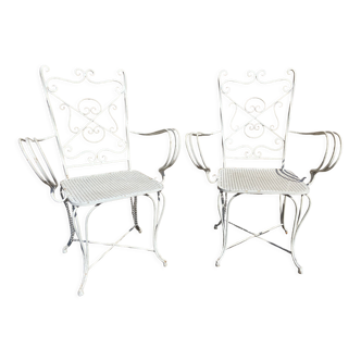 Pair of vintage wrought iron garden chairs French Iron Chairs 1970