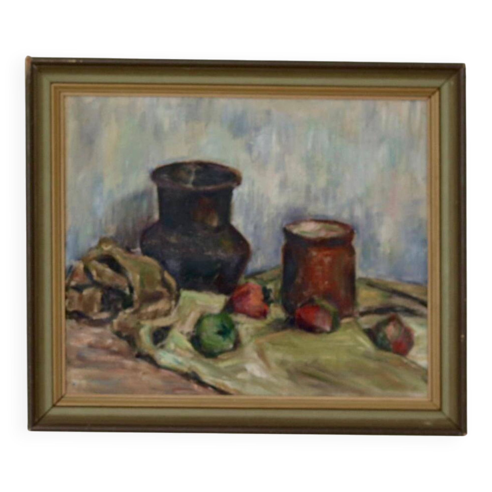 Original Swedish oil on panel "Still Life" vintage and framed.