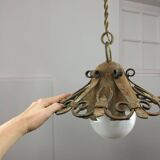 Vintage Wrought Iron Intricate Pendant Lamp, 1930s