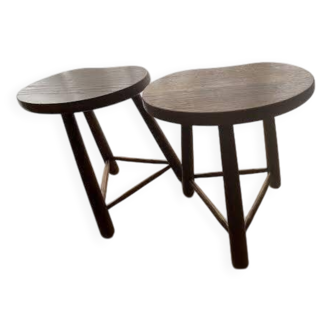Solid oak tripod stools