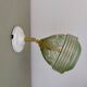 Vintage art deco tulip wall lamp in green and gold glass