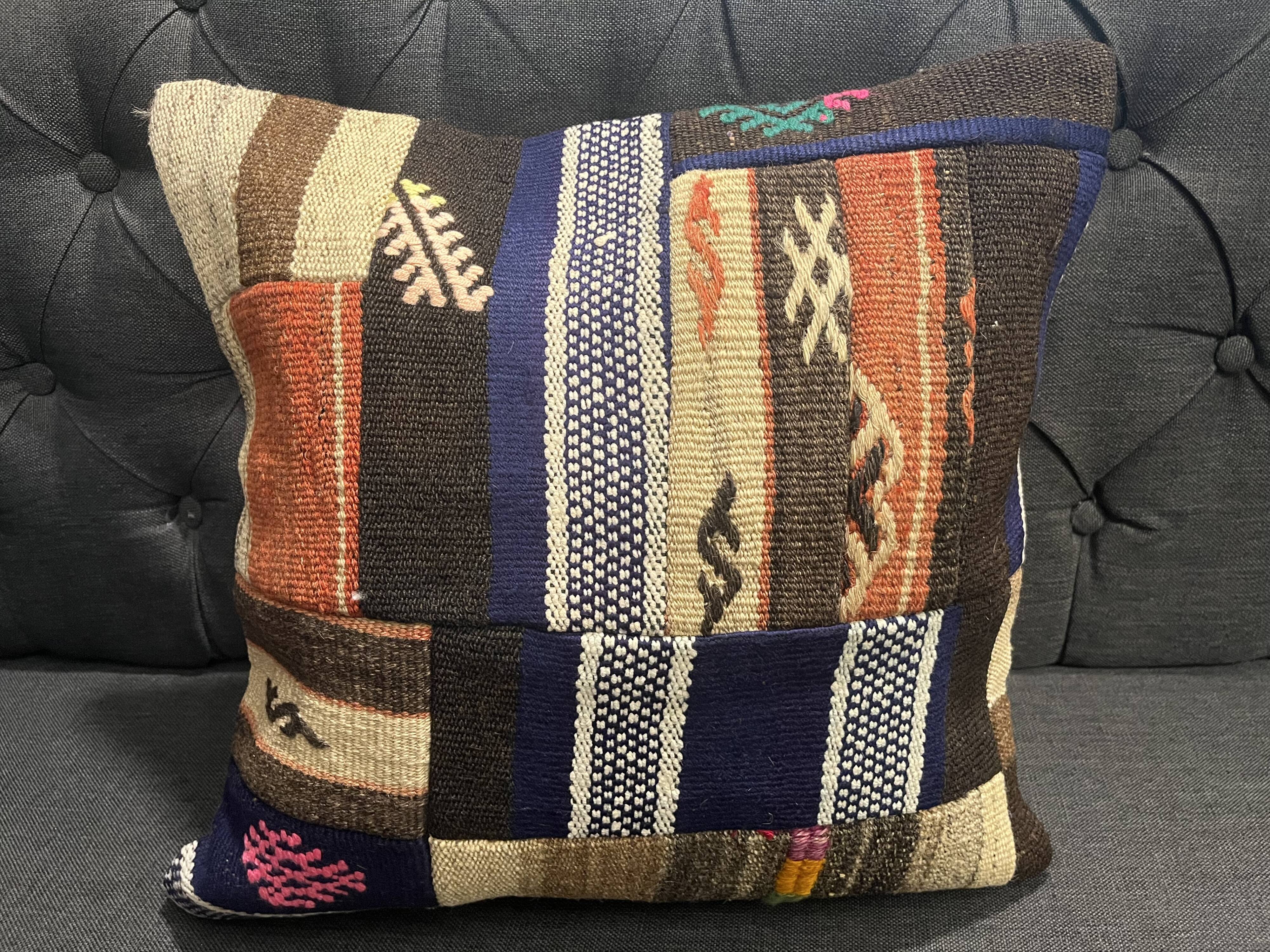 Taie d'oreiller patchwork tissée à la main