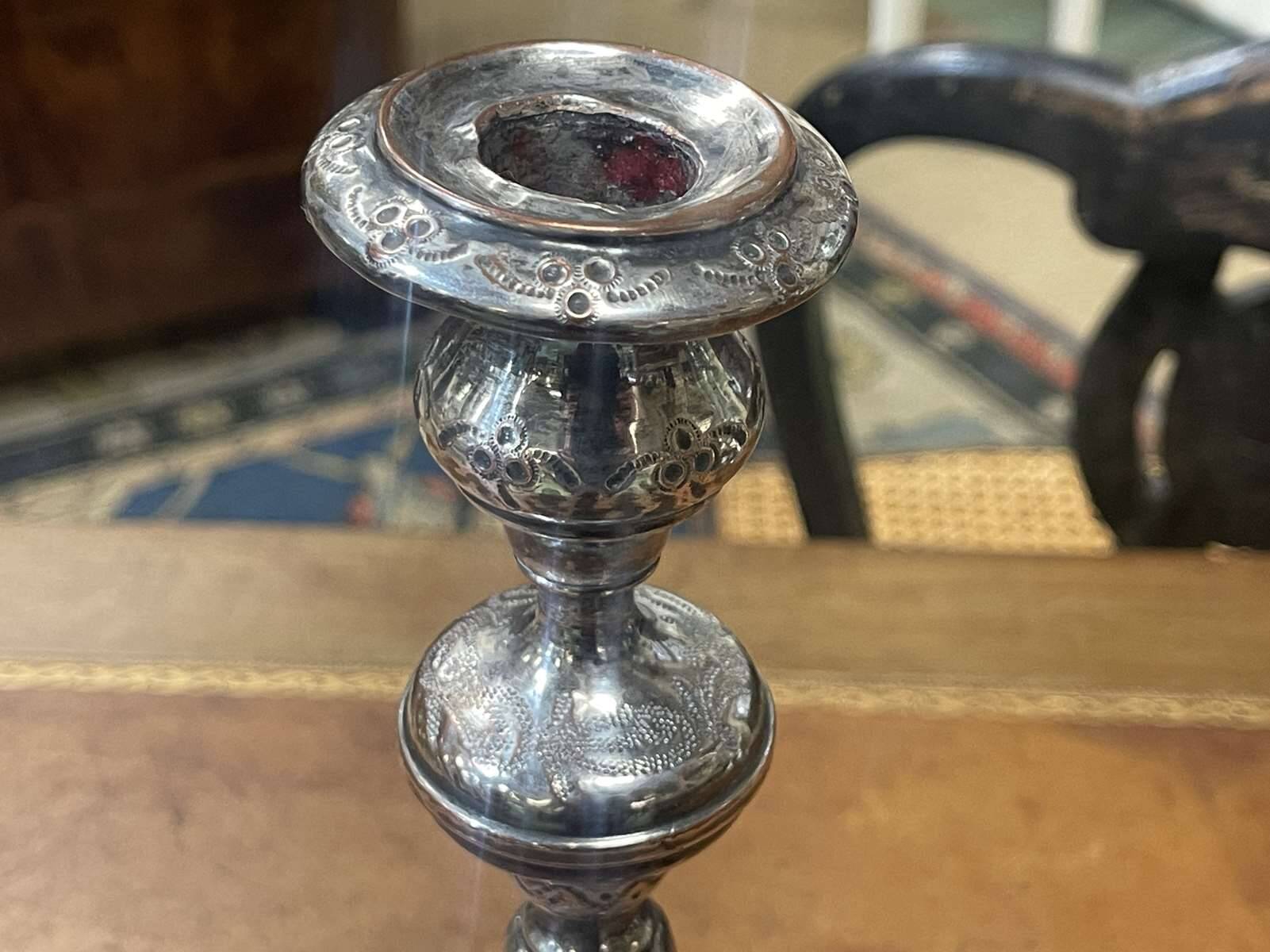 Silver metal candle holder from the early 20th century