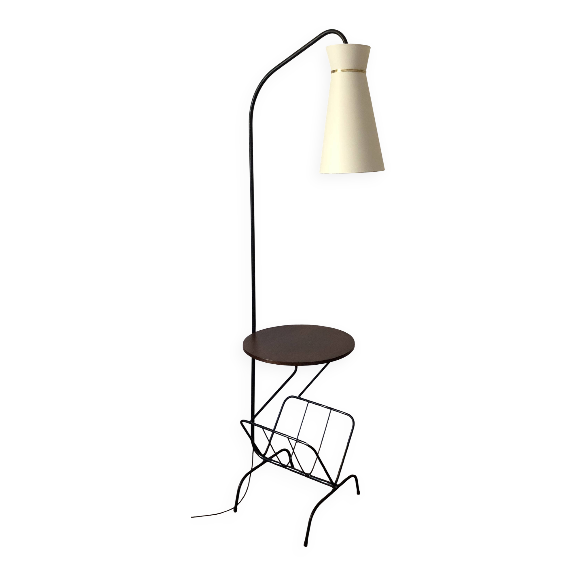 Floor lamp with shelf, magazine rack and diabolo, 1960s