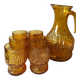 Vintage amber glass glasses and carafe set