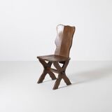 Set of 6 Dutch brutalist dining chairs in stained oak, 1970s