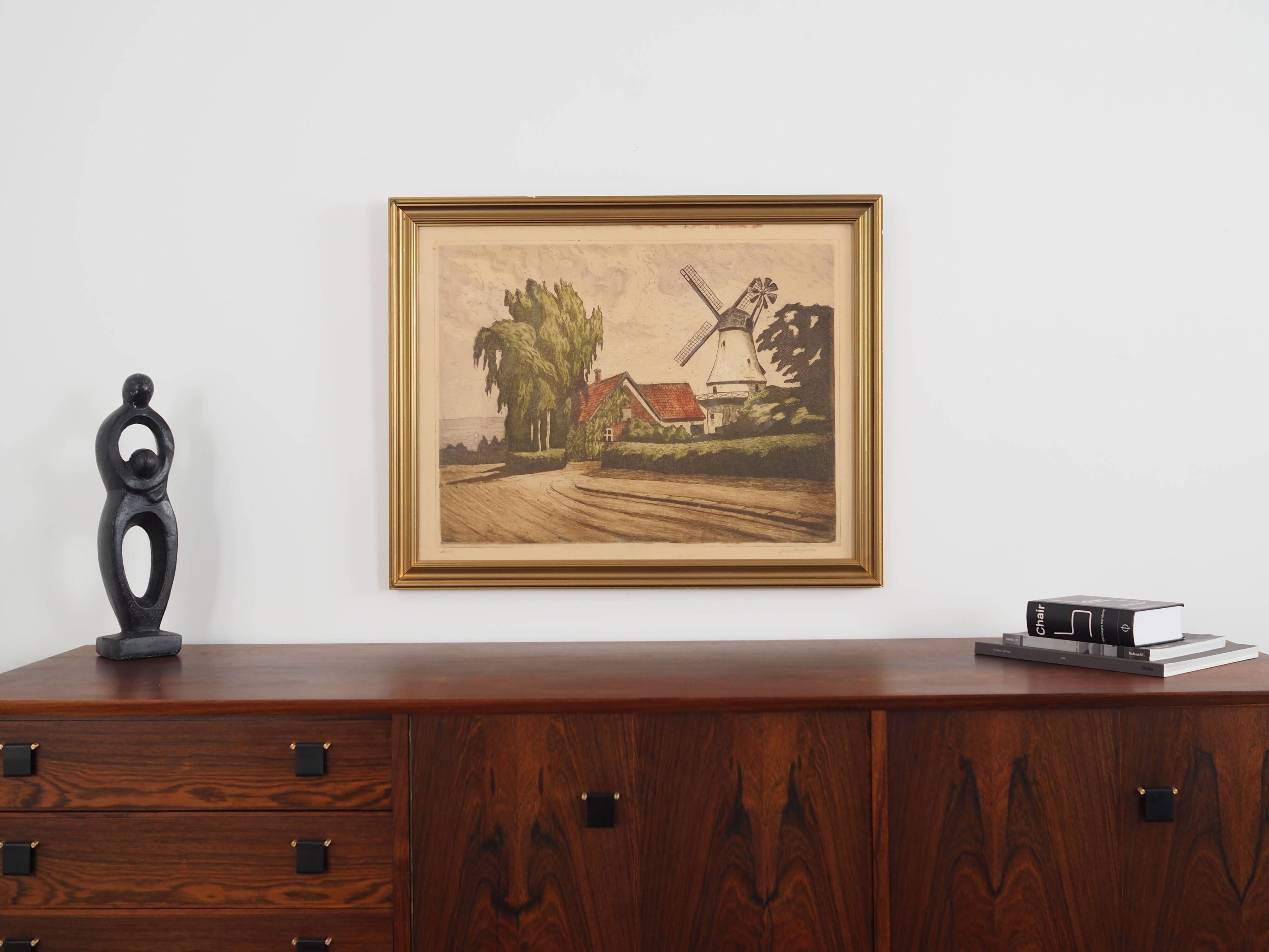 Painting „The Windmill”, Scandinavian design, 1970s