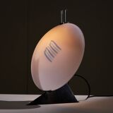 Postmodern Rhombus Shaped Table Lamp with Abstract Blue Stripes on Frosted Murano Glass