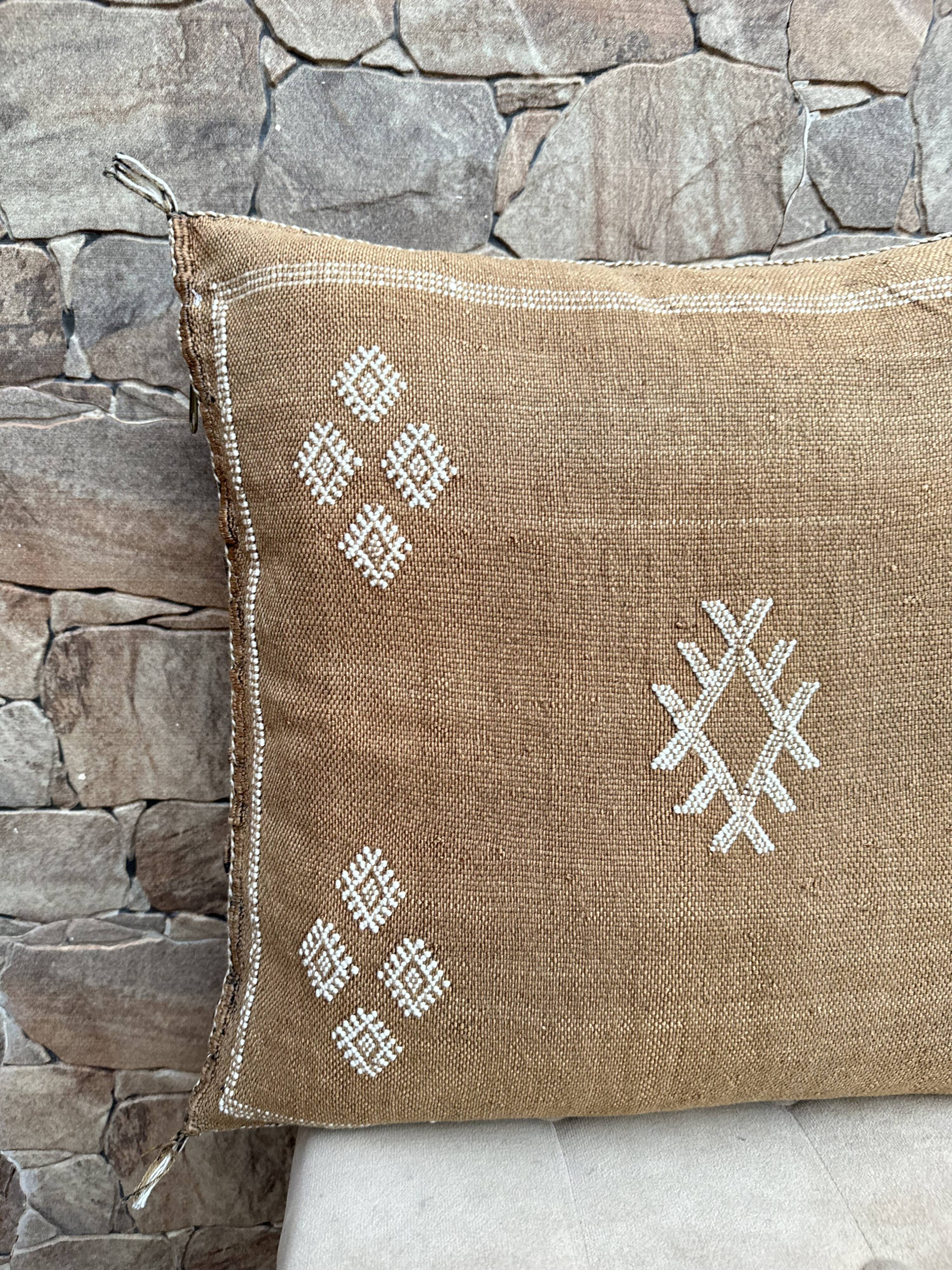 Cactus silk cushion cover: Handwoven Moroccan Sabra cushion