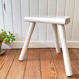Tabouret tripode blanc vintage