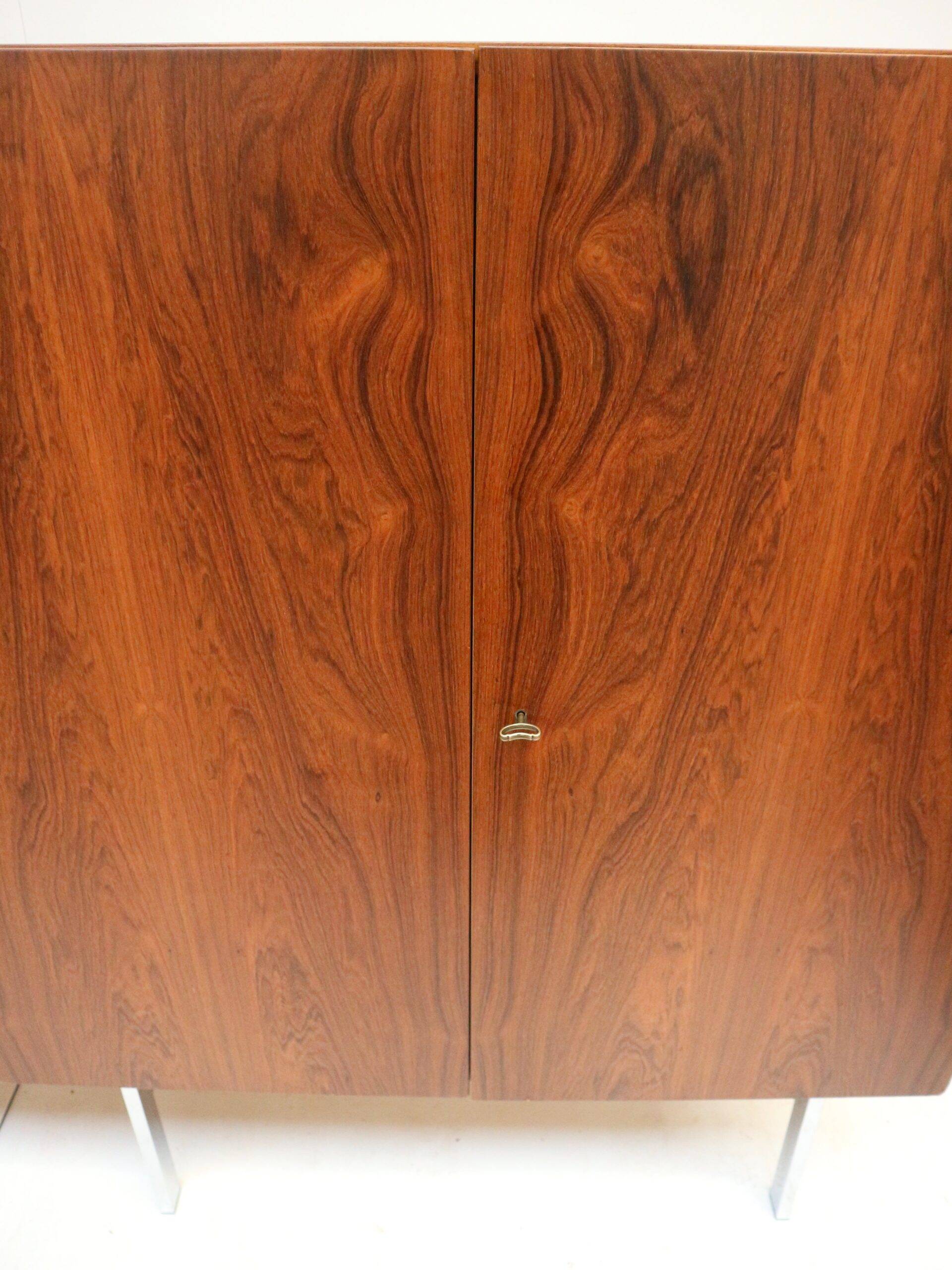 Unique vintage design sideboard made of rosewood with a bar section from the 1960s