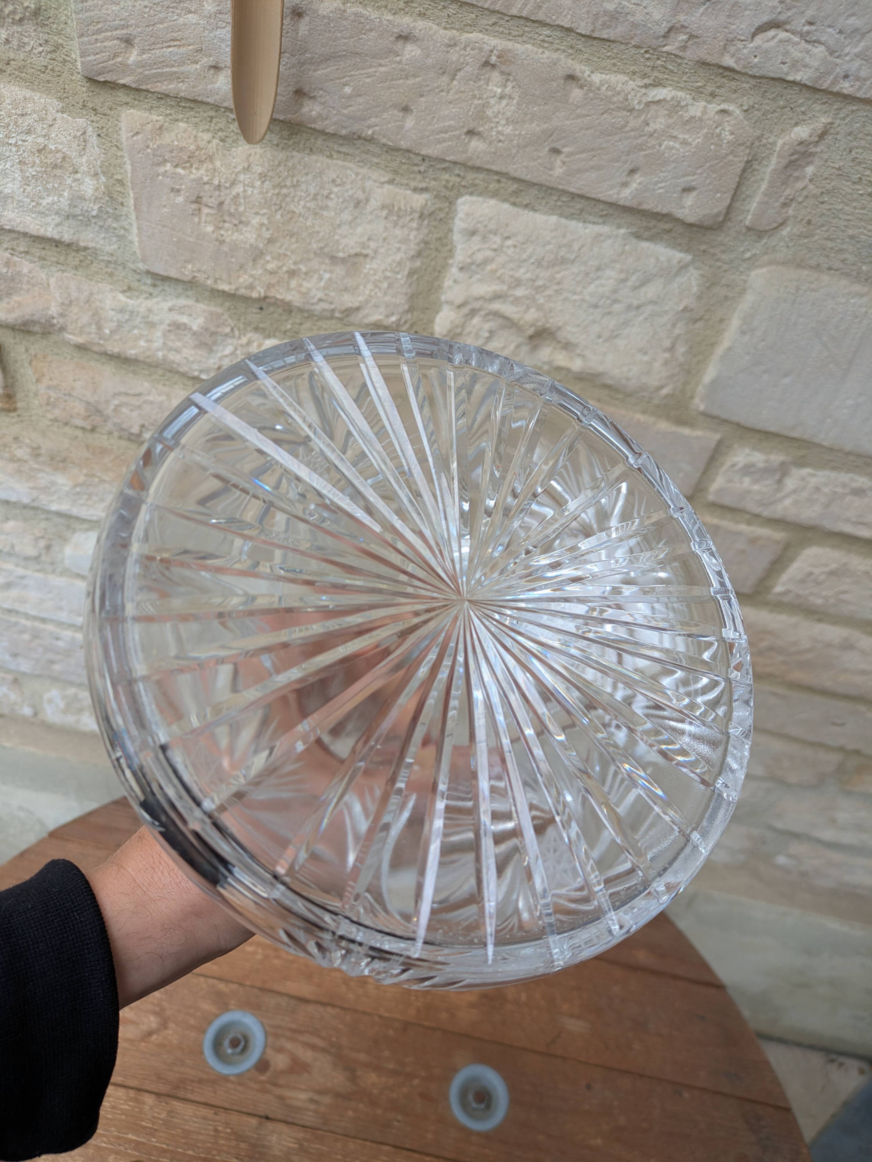 Antique cut crystal decanter with stopper.