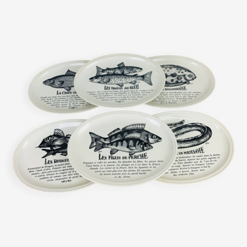 6 Gien earthenware fish plates