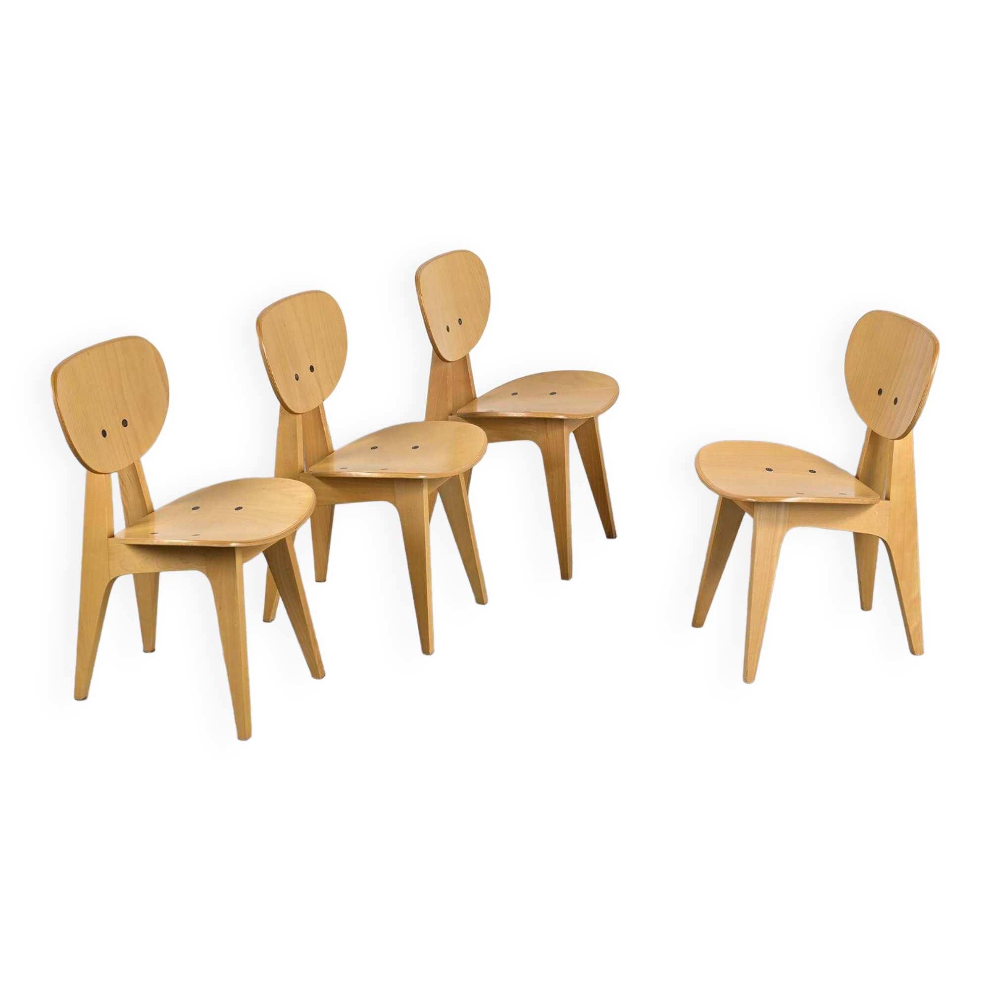 Suite of 4 3221 chairs by Jenzo Sakakura for Tendo Mokko, design 1950