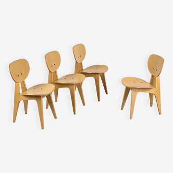 Suite de 4 chaises 3221 par Jenzo Sakakura pour Tendo Mokko, design 1950