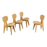 Suite of 4 3221 chairs by Jenzo Sakakura for Tendo Mokko, design 1950