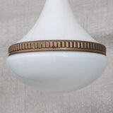 Mid-century opaline and brass pendant light