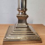 Large silver metal empire style column lamp