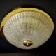 Large vintage ceiling lamp, glass and brass 60s