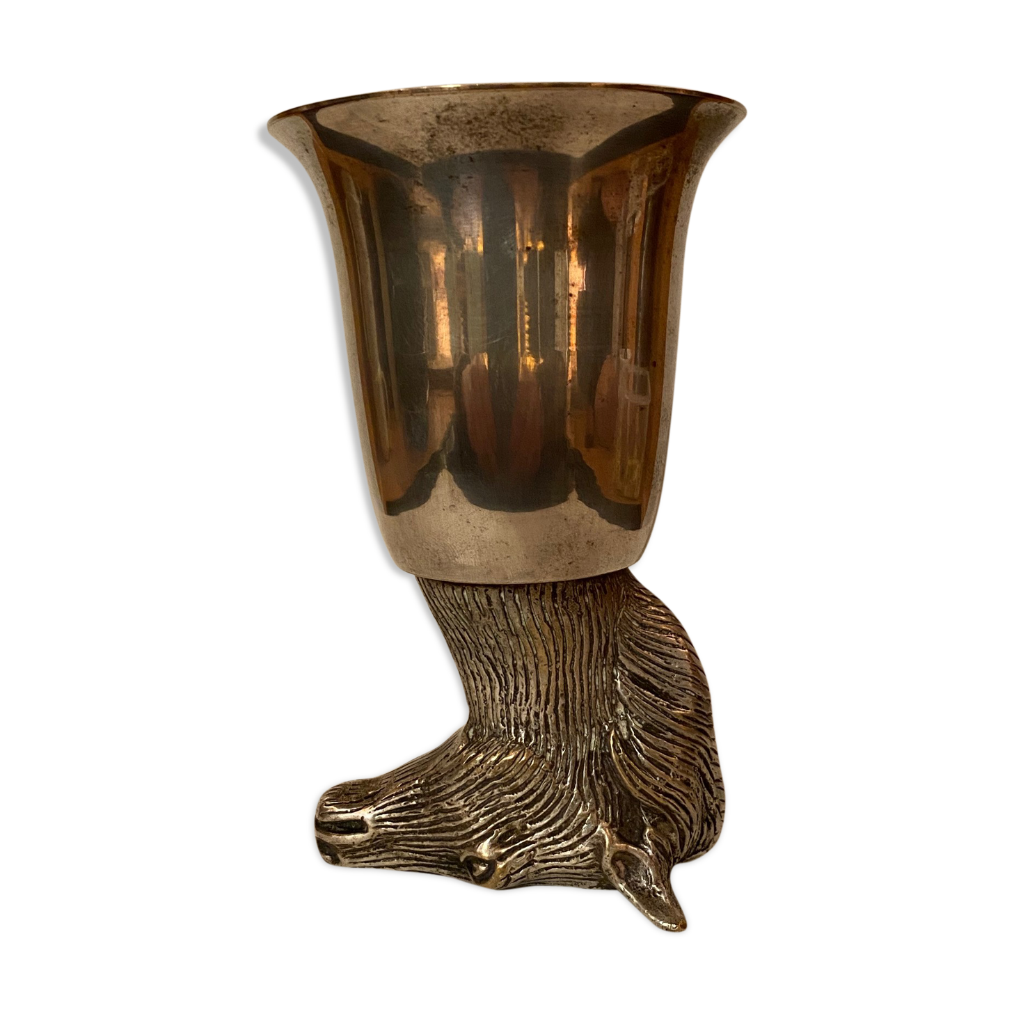 Calice or silver metal glass 19th century horse head