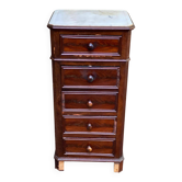 Commode chiffonnier vintage en noyer et marbre 1920