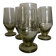 Set of 7 modernist lime green stemmed glasses 1950