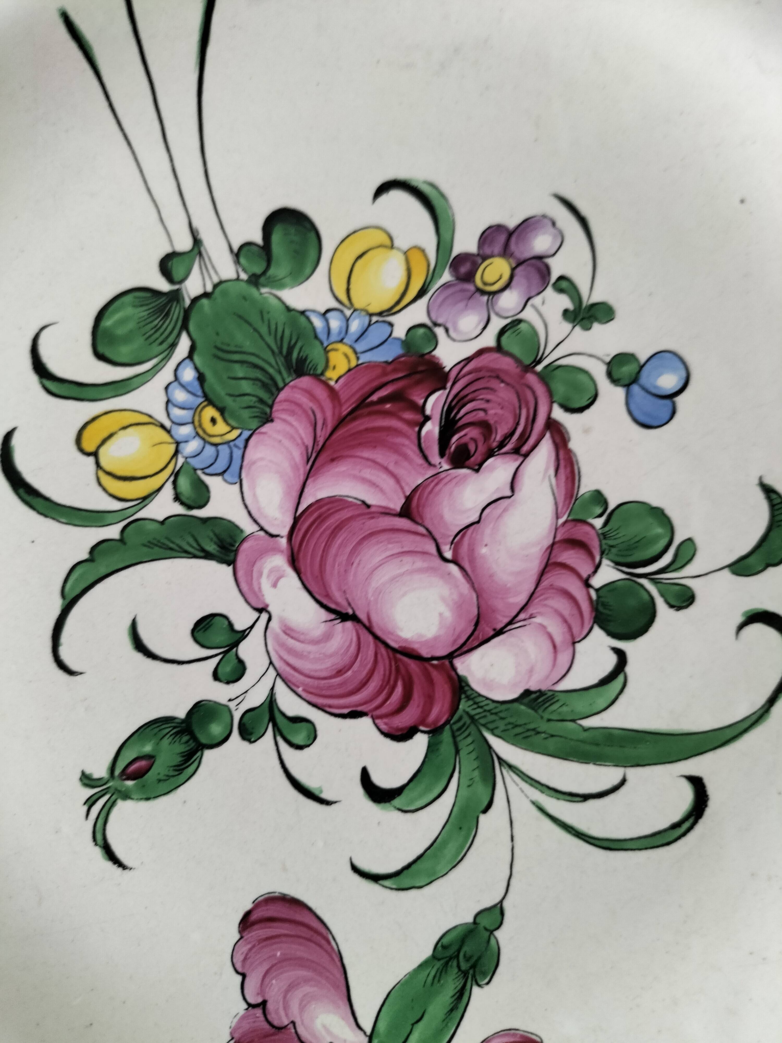 Trio of antique hand-painted plates