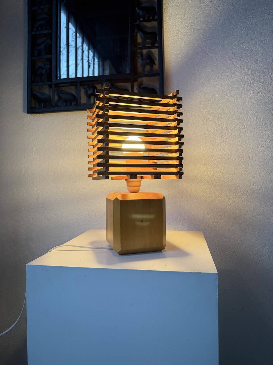 Constructivist wooden table lamp