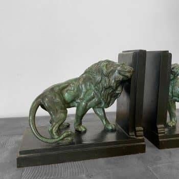 Lion and lioness bookends by Joseph Carlier, 1930