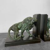 Serre-livres lion et lionne par Joseph Carlier, 1930