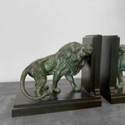 Lion and lioness bookends by Joseph Carlier, 1930