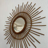 Vntage mirror 1960 rattan sun - 78 cm