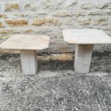 Nesting coffee tables in natural travertine